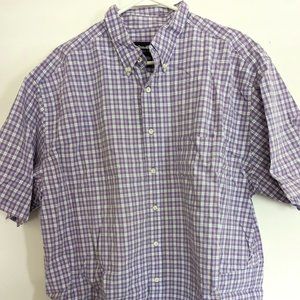 Pre-Loved Men's Eddie Bauer Button Down Short Sleeve Purple Plaid Size XL Tall